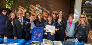 Politicians, residents and organizers gathered in Great Neck Plaza to walk for education on Sunday morning. (Photo courtesy of the Great Neck Student Aid Fund)