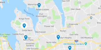 There will be two Nassau County capital projects each in the Great Neck, Port Washington and Roslyn areas. (Map by Janelle Clausen)