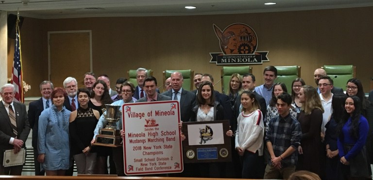 County, village officials congratulate Mineola band County, village officials congratulate Mineola band