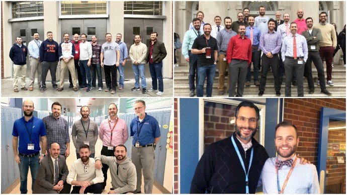 Staff at North Middle School, North High School, JFK Elementary School and E.M. Baker School grew beards to help raise money and awareness about men's health issues. (Photo courtesy of the Great Neck Public Schools)