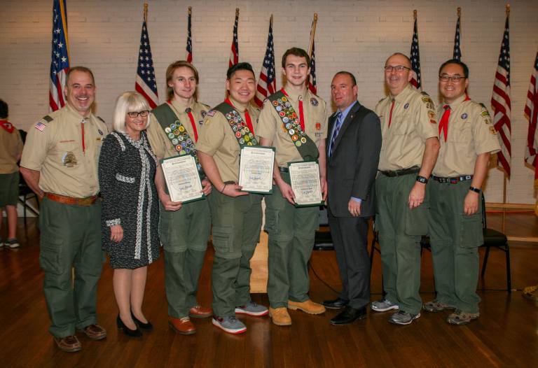 Town officials honor Eagle Scouts from Troop 201 in Williston Park