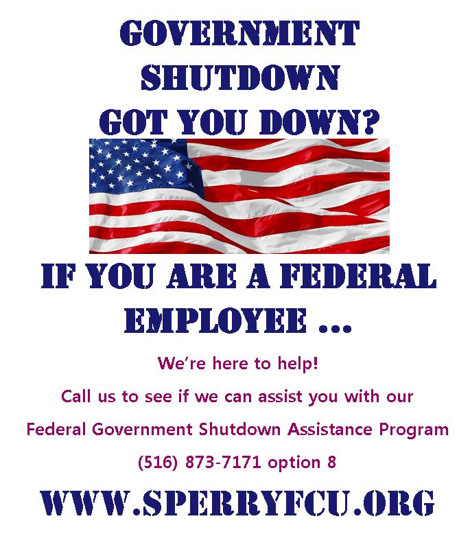 Sperry Associates Federal Credit Union offers federal government shutdown relief program