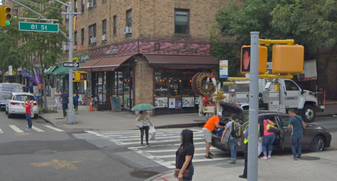 New York City police said a Great Neck woman was arrested in a collision that killed a pedestrian crossing 81st Street. (Photo from Google Maps)