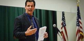 David Zewatson discusses the school district's recreational programs. (Photo by Janelle Clausen)