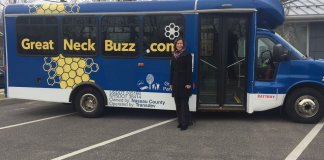 Legislator Ellen Birnbaum recently heralded the arrival of the Great Neck Buzz shuttle-share service. (Photo courtesy of Legislator Ellen Birnbaum's office)