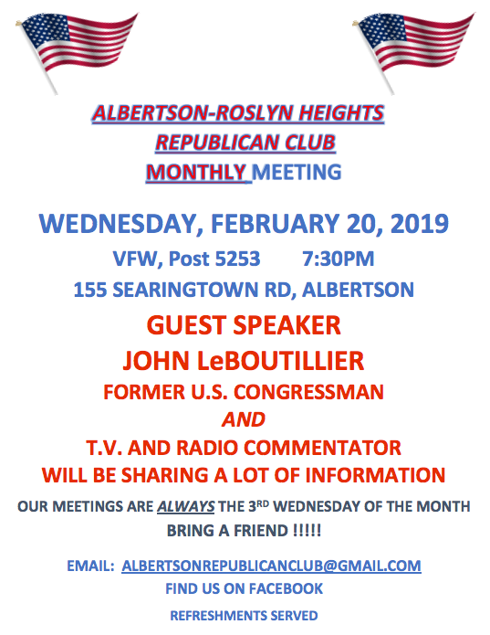 Albertson-Roslyn Heights Republican Club monthly meeting