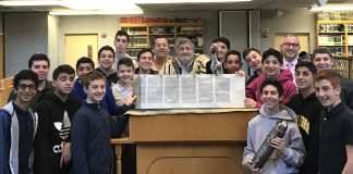 Several students from North Shore Hebrew Academy have gained the skill needed to recite the Book of Esther at Great Neck Synagogue from Paul Brody. (Photo courtesy of Paul Brody)