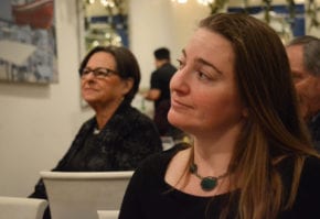 Meredith Zolty, Kasten's daughter, and others look on as Kasten speaks. (Photo by Janelle Clausen)