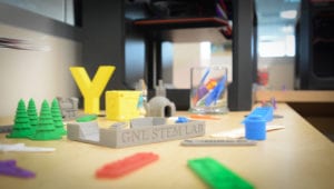 Bookmarks, trees and small trains are among the several items the 3D printers have made at the Great Neck Library so far. (Photo by Janelle Clausen)