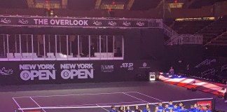 Herricks Middle School's Chamber Choir performed the National Anthem at Nassau Coliseum for the New York Open Tennis Tournament. (Photo courtesy of Herricks Public Schools)