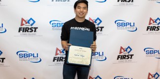 Gabriel Wong of New Hyde Park Memorial High School is recognized as a FIRST Tech Challenge Dean’s List finalist. (Photo courtesy of the Sewanhaka Central High School District)