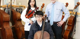 North High violinist Tiantian Emily Wei and cellist Nei-Chuan Neil Chou are among 90 high school musicians from the entire state who have been invited to attend the New York State Summer School for the Arts (NYSSSA) School of Orchestral Studies. (Photo courtesy of the Great Neck Public Schools)