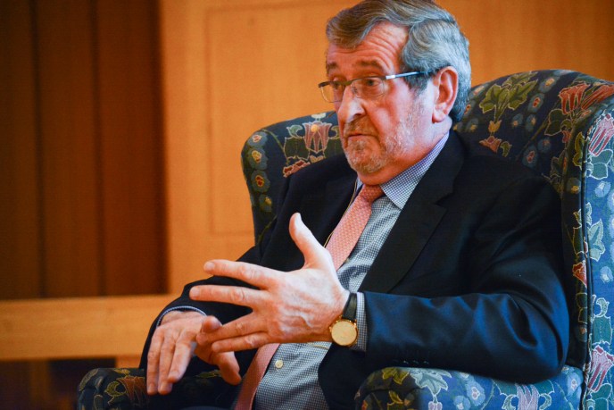 Northwell Health President and CEO Michael Dowling discussed the state of healthcare at a forum on Thursday night. (Photo by Janelle Clausen)