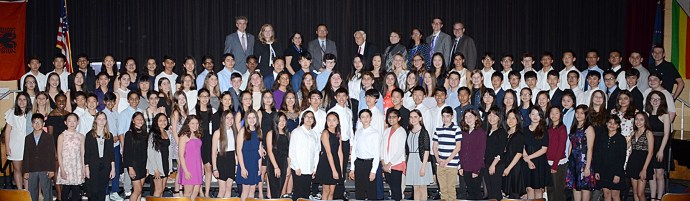 The Great Neck Board of Education recognized more than South Middle School students. (Photo by Irwin Mendlinger)