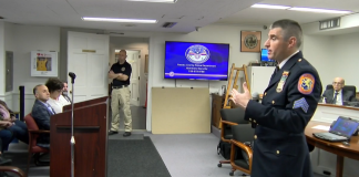 Sgt. Robert Connolly, the commanding officer of the Nassau County Police Department’s Homeland Security Unit, underscored the importance of preparation and "situational awareness." (Video still from Village of Great Neck)