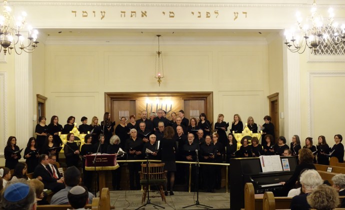The 58-member Shireinu Choir will perform for the community on June 2 at Great Neck North High School. They recently performed at Temple Israel of Great Neck, as seen above. (Photo courtesy of Shireinu Choir of Long Island)