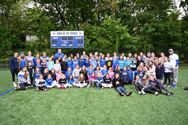 Schreiber High School girls host softball clinic with PYA