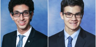 Yoel Hawa and Lucien Wostenholme are the respective winners of the Alan L. Gleitsman Outstanding Graduate Award and the Genelle Taney Memorial Award. (Photos courtesy of Great Neck Public Schools)