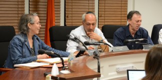 Trustee Annie Mendelson, Mayor Pedram Bral and Trustee Steven Hope, seen here shortly after re-election in 2017, said they hope to build on a record of accomplishment. (Photo by Janelle Clausen)