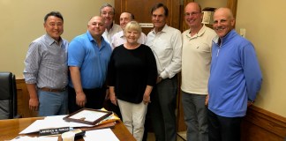 The Lake Success Board of Trustees honored Janet Carman for 22 years of service to the village. (Photo by Billy Fitzpatrick)