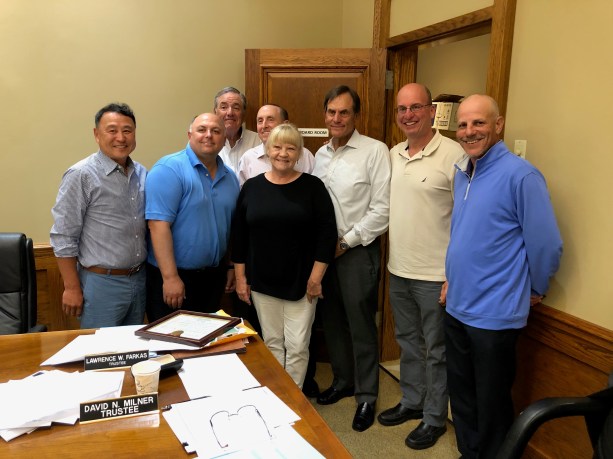 The Lake Success Board of Trustees honored Janet Carman for 22 years of service to the village. (Photo by Billy Fitzpatrick)