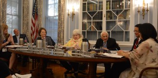 The Great Neck Board of Education took on appointments, retirements, bylaw changes, and the establishment of a memorial fund at its July 1 organizational meeting. (Photo by Janelle Clausen)