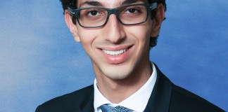 North High Valedictorian Yoel Hawa talked cultural phenomena, endings and new beginnings at the 2019 commencement ceremony. (Photo courtesy of Great Neck Public Schools)