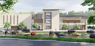 Representatives for the United Mashadi Jewish Community of America revealed a new rendering of its proposed recreational center on Tuesday night. (Rendering by Mojo Stumer)