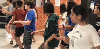 Teenage cast members rehearse a dance number for the Levels Teen Center’s summer musical, The Addams Family. (Photo by Jonelle Robinson)