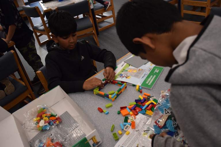 Building with Legos at Manor Oaks