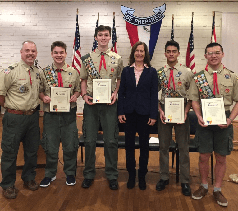 Legislator Ellen Birnbaum honors newest Eagle Scouts to Troop 201