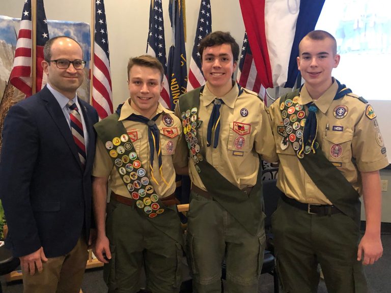 Assemblyman Ra congratulates new Eagle Scouts