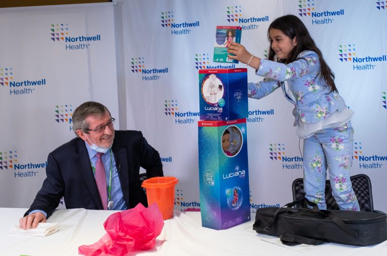 Child rewarded for donation to Northwell by Dowling