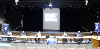 The Herricks Board of Education and school administrators discussed the district's reopening plans on Monday night. (Screenshot from YouTube)