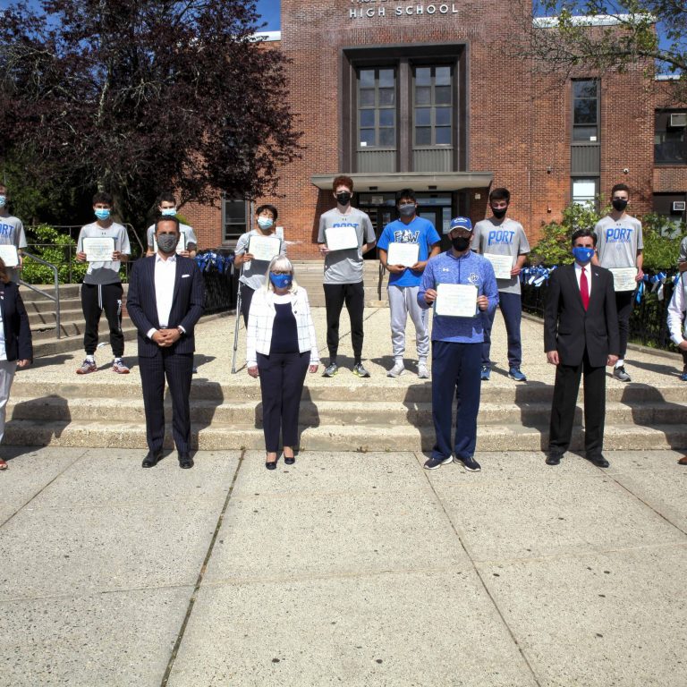 Town officials honor varsity Schreiber boys cross country team Town officials honor varsity Schreiber boys cross country team