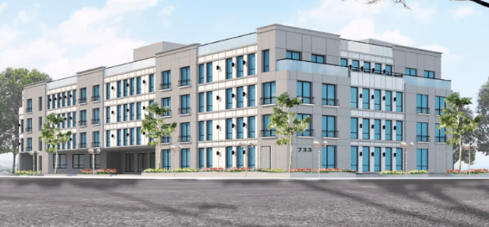The Nassau County IDA tabled decisions on resolutions for a mixed-use complex proposal at 733-41 Middle Neck Road on Tuesday. (Rendering courtesy of Oz Bencetin)