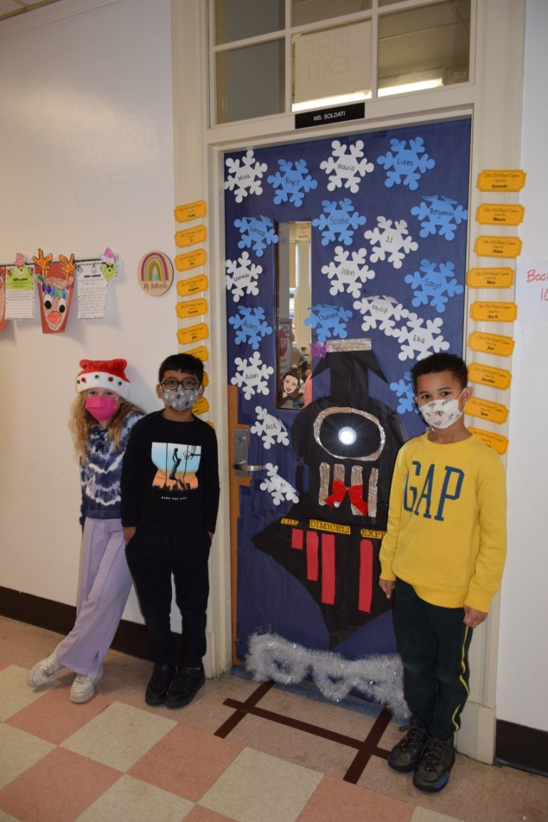 Festive door decorations at Floral Park-Bellerose School