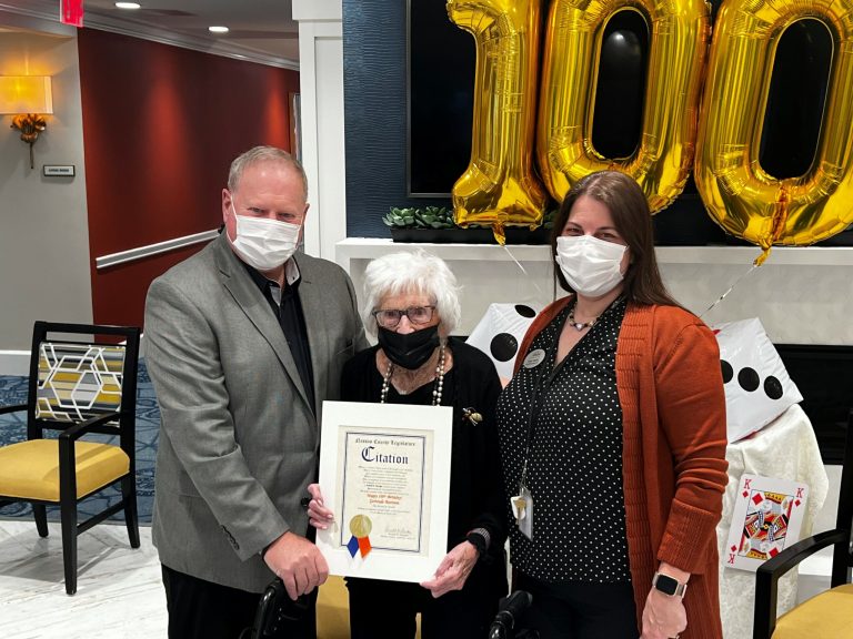 Legislator Arnold W. Drucker celebrates milestone birthday of Jericho centenarian Gertrude Burstein Legislator Arnold W. Drucker celebrates milestone birthday of Jericho centenarian Gertrude Burstein