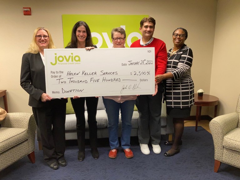 Jovia donates $2,500 to Helen Keller Services for deafblind programs Jovia donates $2,500 to Helen Keller Services for deafblind programs