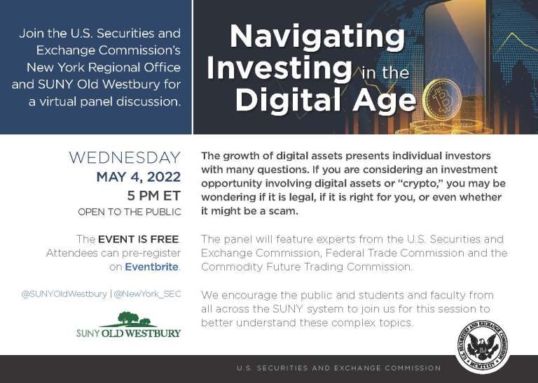 SUNY Old Westbury hosting U.S. Securities and Exchange Commission event on May 4 SUNY Old Westbury hosting U.S. Securities and Exchange Commission event on May 4