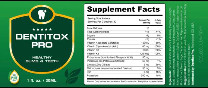 Full Dentitox Pro Ingredients List