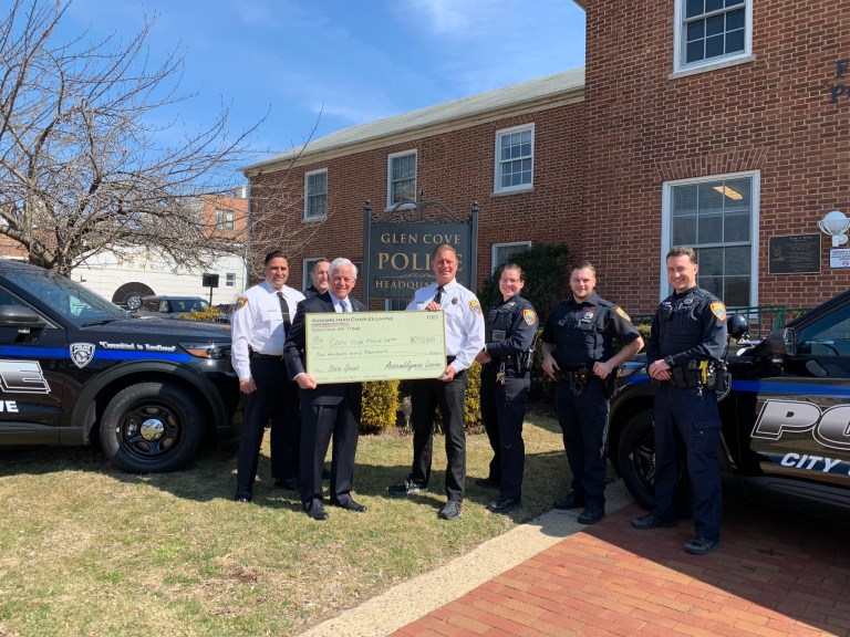 State Assemblymember Lavine presents grant to Glen Cove police State Assemblymember Lavine presents grant to Glen Cove police