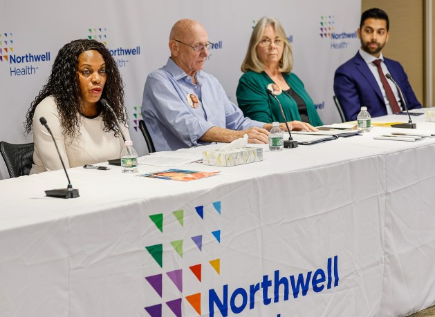 From left: Shenne Johnson, Lonnie and Sandy Phillips and Dr. Chethan Sathya speak as part of panel discission at Northwell Health’s Center for Gun Violence Prevention.