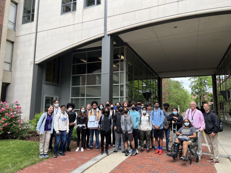 Sewanhaka pre-engineering students visit Harvard to test experiment