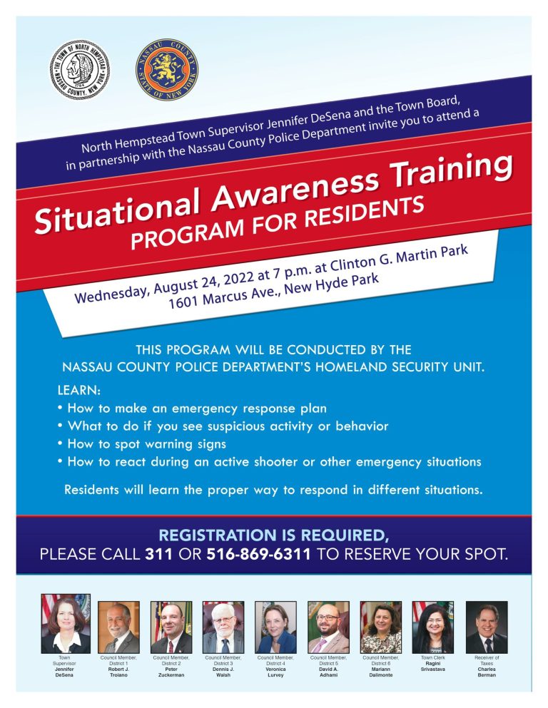 North Hempstead to host situational awareness training program for residents North Hempstead to host situational awareness training program for residents