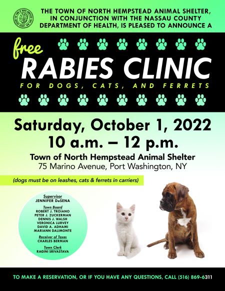 Town of North Hempstead announces free rabies clinic Town of North Hempstead announces free rabies clinic