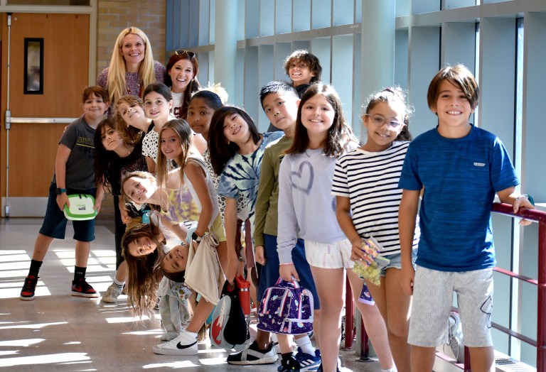 Interim Principal McCormack greets Sea Cliff School students on first day