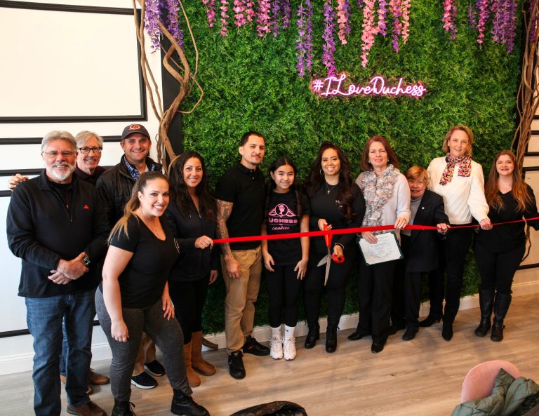 Ribbon cutting ceremony for Duchess Cookies