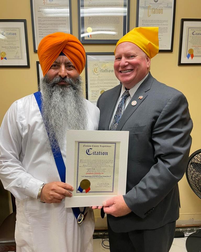 Legislator Arnold W. Drucker joins with Sikhs in commemorating 553rd Anniversary of the birth of Guru Nanak Dev Ji