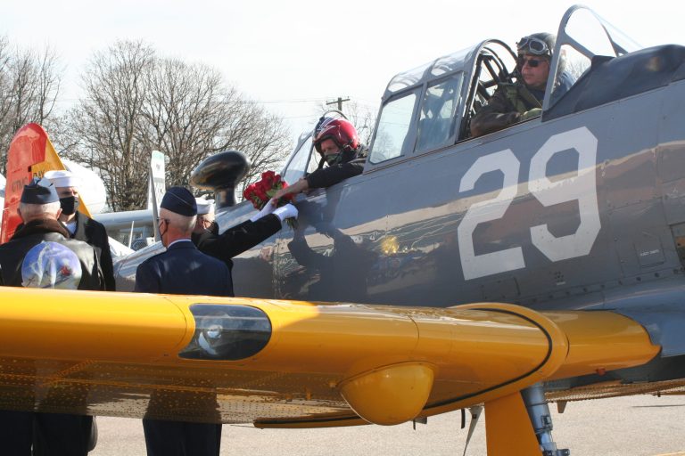 American Airpower Museum hosts ‘Dropping of the Roses’ Pearl Harbor Memorial ceremony conducted by the Long Island Air Force Association